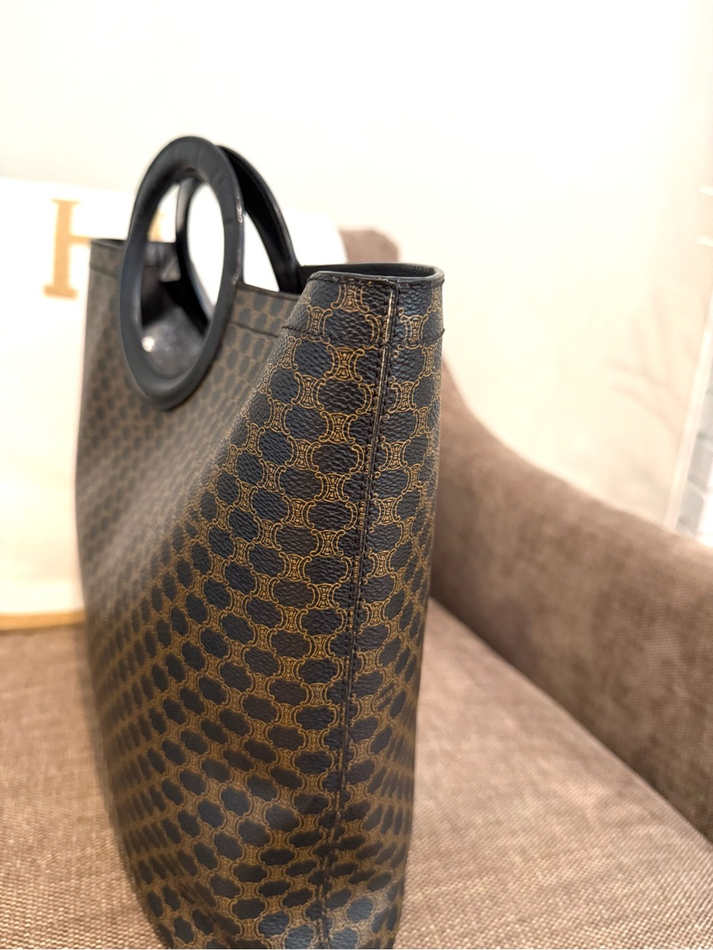 Authentic Celine Macadam monogram coated canvas tote bag black leather - Picture 13 of 16